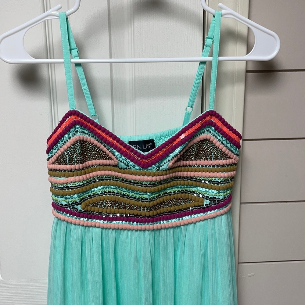 XS - Embellished - Seafoam - Maxi - Floor Length - Dress - VENUS